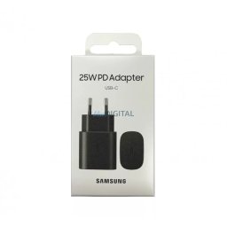 Samsung hálózati Type-C gyors töltőfej, 3A / 25W, fekete, gyári, EP-TA800NBE (CSOMAGOLÁS SÉRÜLT)