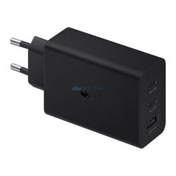 Samsung hálózati gyors töltőfej, 2xType-C / 1xUSB, 65W, fekete, EP-T6530NBEGEU (sérült a csomagolása)