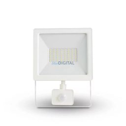 Asalite LED Fehér Reflektor Slim 50W 4500K (4500 lumen) + Mozgásérzékelő Szenzor