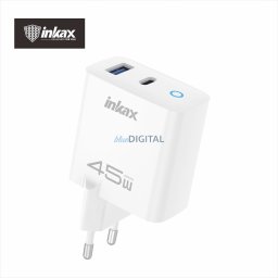 INKAX C10 PD+QC 3.0 45W GaN Hálózati Töltőfej - Fehér