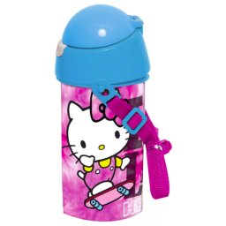 Hello Kitty műanyag szívószálas kulacs akasztóval 500 ml Nr 01