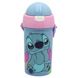Lilo és Stitch, a csillagkutya műanyag szívószálas kulacs akasztóval 500 ml Nr 01