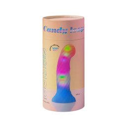 Love to Love Candy Loop - világító LED-es szilikon dildó (rózsaszín-kék) - 16,9 cm