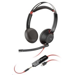 Poly Blackwire 5220 fejhallgató, 3,5 mm-es jack USB-C/A adapter, sztereó (ömlesztve)