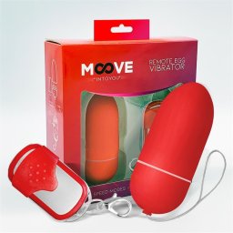Moove - vibrációs tojás, távirányítóval (L méret, piros)