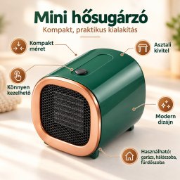 Mini elektromos hősugárzó - Kompakt, hordozható asztali fűtőtes