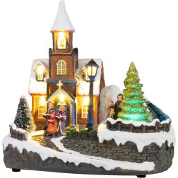 Dekoráció MagicHome Karácsony, műanyag, 1xLED meleg fehér, 21 x 14.5 x 20.8 cm, elemes
