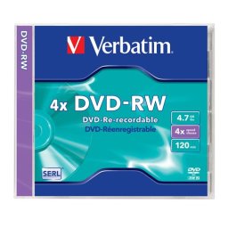 VERBATIM DVD-RW lemez, újraírható, 4,7GB, 4x, 1 db, normál tok, VERBATIM