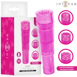 Intense Mini masszírozó 4 cserélhető fejjel vízálló rózsaszín 10,7 cm