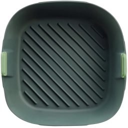 Lékué Air Fryer sütőkosár fogantyúkkal 5L-6,5L forrólevegős sütőbe, 25.3x8.5x25.3cm, szilikon, sötétszürke