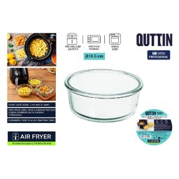 QUTTIN kerek airfryer üveg forma – 19,5 cm