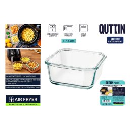 QUTTIN négyzet alakú airfryer üveg forma 17,5 cm-es