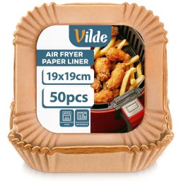 VILDE airfryer papír sütőbetét, 19×19 cm (50 darabos, négyzetes)