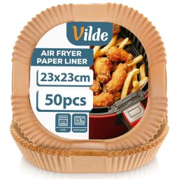 VILDE papírbetét airfryer-hez (forrólevegős sütőhöz) – 23×23 cm, 50 db
