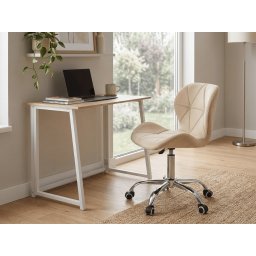 ZARIMO dolgozószoba szett íróasztal 80x40 cm, fehér/sonoma tölgy + AVOLA VELVET szék, krémszínű