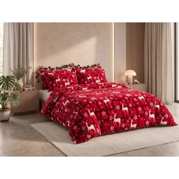 Mikroplüss ágyneműhuzat VELVET CHRISTMAS piros Ágyneműhuzat mérete: 70 x 80 cm | 140 x 200 cm