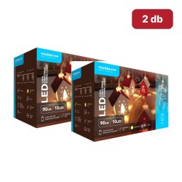 Modee karácsonyi LED fényfüzér – házikó formájú izzók, 10 LED, 1,2 m, melegfehér, elemes DUO 2 db (C3010)