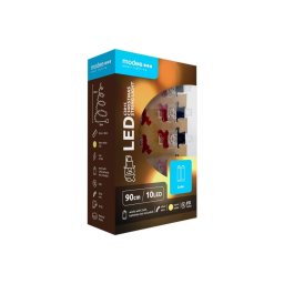 Modee karácsonyi LED fényfüzér – hóember formájú izzók, 10 LED, 1,2 m, melegfehér, elemes, csipeszes (C3015)