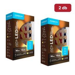 Modee karácsonyi LED fényfüzér – hóember formájú izzók, 10 LED, 1,2 m, melegfehér, elemes, csipeszes DUO 2 db (C3015)