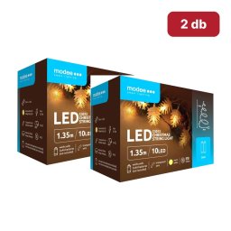 Modee karácsonyi LED fényfüzér – toboz formájú izzók, 10 LED, 1,65 m, melegfehér, elemes DUO 2 db (C3012)