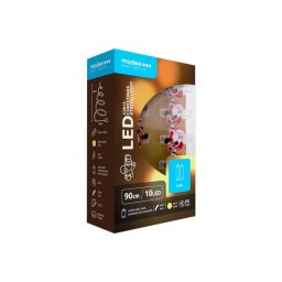 Modee karácsonyi LED fényfüzér – Mikulás formájú izzók, 10 LED, 1,2 m, melegfehér, elemes, csipeszes (C3013)