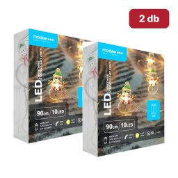 Modee karácsonyi LED fényfüzér – hóember formájú izzók, 10 LED, 1,2 m, melegfehér, elemes DUO 2 db (C3017)