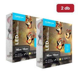 Modee karácsonyi LED fényfüzér – pingvin formájú izzók, 10 LED, 1,2 m, melegfehér, elemes DUO 2 db (C3022)