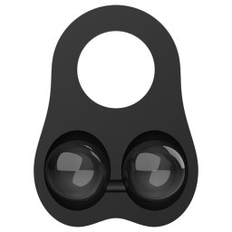 Pulselock Taur - szilikon pénisz- és heregyűrű üveggolyókkal (fekete)
