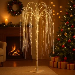 Meleg fehér hálózati adapteres kültéri-beltéri 220 LED-es világító Willow Tree fűzfa, 150 cm, 8/16 órás időzítővel, IP44