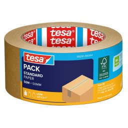 TESA Csomagolószalag, papír, 50 mm x 50 m, TESA "Standard Paper", barna