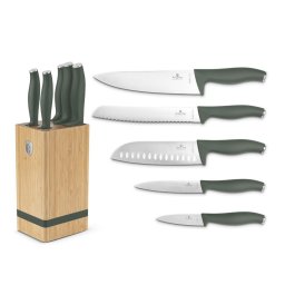 Berlinger Haus Késkészlet 6 részes bambusz állvánnyal Matte Green Collection BH/2751