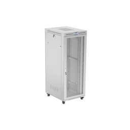 Lanberg FF01-8042-23SL 19" 42U SZÉL:800mm MÉLY:1000mm MAG:2121mm lapraszerelt LCD hálós fémajtós szürke álló rack szekrény