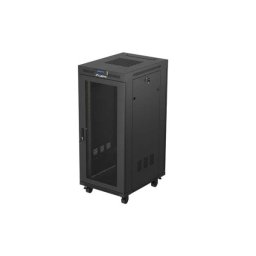Lanberg FF01-6827-23BL 19" 27U SZÉL:600mm MÉLY:800mm MAG:1461mm lapraszerelt LCD hálós fémajtós fekete álló rack szekrény