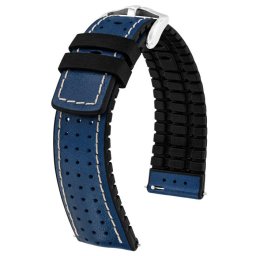 Hirsch Tiger óraszíj, borjúbőr/kaucsuk kék 24/22L
