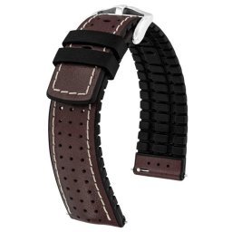 Hirsch Tiger óraszíj, borjúbőr/kaucsuk barna 20/18L