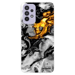 Átlátszó szilikon tok az alábbi mobiltelefonokra Samsung Galaxy A32 4G SM-A325F - Black Gold 2