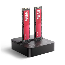 AXAGON ADSA-M2C22L, USB-C 20 Gbps dokkolóállomás 2× M.2 NVMe SSD-hez, klónozási funkcióval