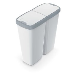 Hulladékgyűjtő Prosperplast COMPACTA Q DUO, 50 l hamu színben, világosszürke fedéllel