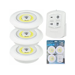 3 db-os elemes öntapadós, 16 COB LED-es lámpa készlet, távirányítóval