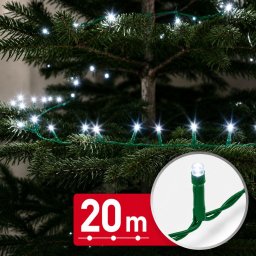 Fényfüzér - 20 m - hidegfehér - 400 LED - 100-240V - 6W - zöld kábel