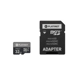 Memóriakártya 32 Gb micro SDHC + SD adapter Class10, U3 90MB/s Platinet