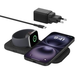 Belkin BOOST CHARGE PRO Qi2 2 az 1-ben vezeték nélküli, összecsukható utazó töltőpad iPhone/Apple Watch/AirPods készülékekhez, fekete