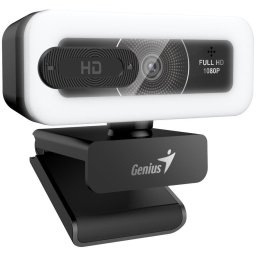 Genius FaceCam Light webkamera, Full HD 1080p, LED-megvilágítás, beépített mikrofon, adatvédelmi fedél, USB/C, fekete