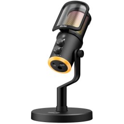 Genius MIC-S400U, mikrofon, streaming, kardioid, kondenzátoros, RGB LED, popszűrő, USB, USB-C, 1,8 m, fekete