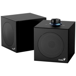 Genius SP-HF300U, hangszórók, 2.0, 4 W RMS, USB-A, USB-C, 2"-es hangszóróegységek, fa, hangerőszabályzó, fekete