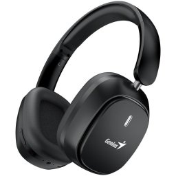 Genius HS-820BT fejhallgató, fejre rögzíthető, vezeték nélküli, összecsukható, mikrofonnal, 40 mm-es hangszórók, BT 5.4, 22 óra üzemidő, USB-C, 3,5 mm-es csatlakozó, fekete.