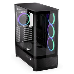 Endorfy Aquarius 8000 Corona, számítógép-ház, E-ATX, 4× ARGB 120 mm-es ventilátor, 2× USB 3.0, 1× USB-C, panorámás, lekerekített üveg, fekete