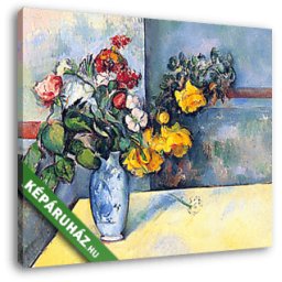 Paul Cézanne: Csendélet, virágok vázában (30x25 cm, Vászonkép )