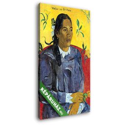 Paul Gauguin: Tahiti nő virággal (20x30 cm, Vászonkép )