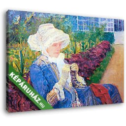 Mary Cassatt: Lydia Marly kertjében (35x25 cm, Vászonkép )